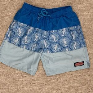 Vineyard Vines Boy’s Blue Panel Seaworthy Swim Shorts
